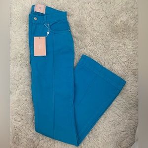 Turquoise flare pants